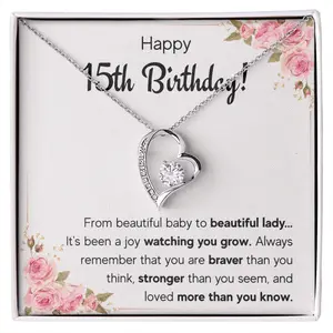 15 year old girl gifts for teen girls for 15th birthday gifts, sweet 15 necklace, quinceanera gifts, card, quinceanera jewelry, fifteen bday