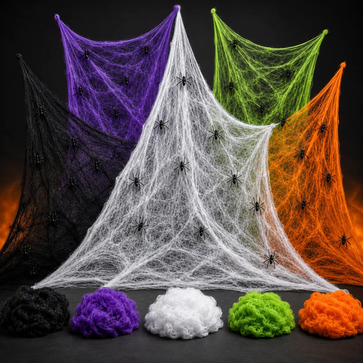 Halloween Spider Web Decorations - Assorted Colors for Festive Atmosphere - Perfect for Party and Home Decor