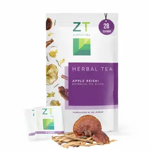 Dr. Zisman ZT Herbal Tea Apple Reishi Botanical Blend 28 Tea Bags Smooth Mild Flavor Caffeine Free Ideal for Everyday Moments