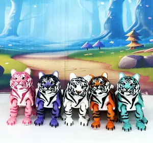 5pcs Articulated Tiger, 3D Printed Sensory Fidget Toy, 6.5 Inches Wildlife Animal Fidget Toy, Executive Desk Toy
