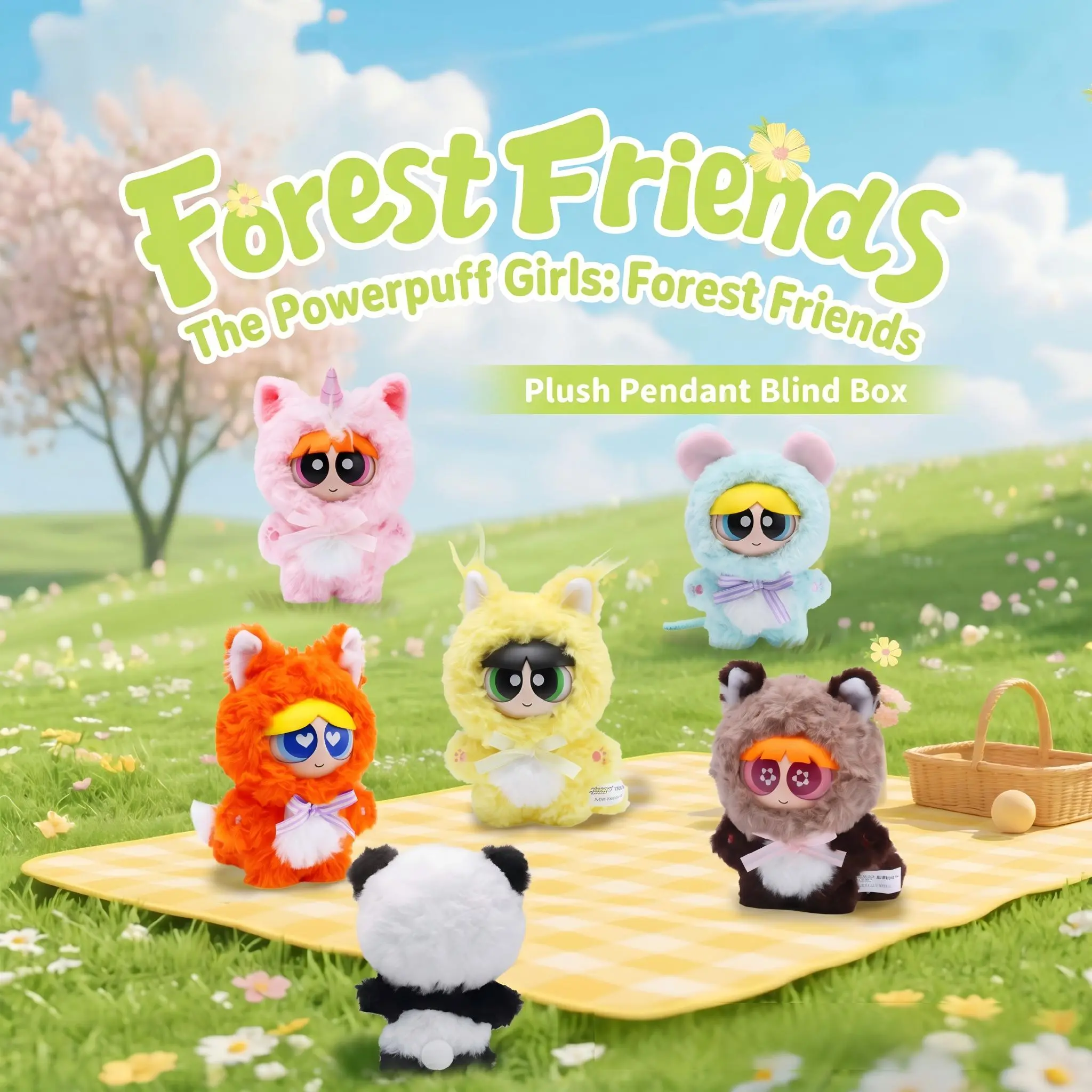 Miniso Powerpuff Girls Forest Friends Vinyl Plush Keychain Blind Box – Blossom, Bubbles Plush Doll Gift