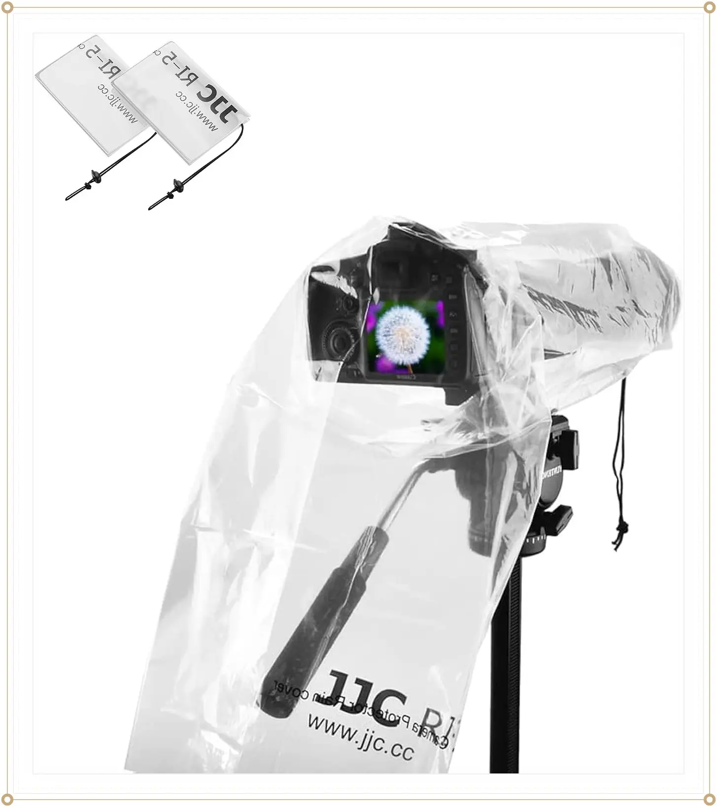 JJC Camera Rain Cover Sleeve for DSLR w/Lens up to 18", Waterproof, 2-Pack | Completely See-Through, Protects from Rain/Dust/Mud, PE Material, for Canon Nikon Fujifilm Sony Olympus Pentax Sigma DSLRGift