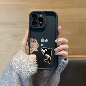 Orca Pattern Phone Case, Cute Whale Pattern Phone Case, Decorative Phone Protector Cover, Phone Accessories Compatible with iPhone, Casing