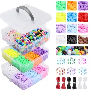 3400pcs Pony Beads, Pony Beads Kit, Easy Storage Pony Beads Bulk, Friendship Bracelet Making Kit, Beads for Jewelry Making, Bead Assortment