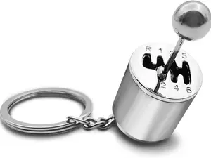 Auto Part Model Gearbox Keychain, Mini Gear Shift Stick Keyring, Cool Car Gear Shifter Keychain, Car Key Accessories (silver)