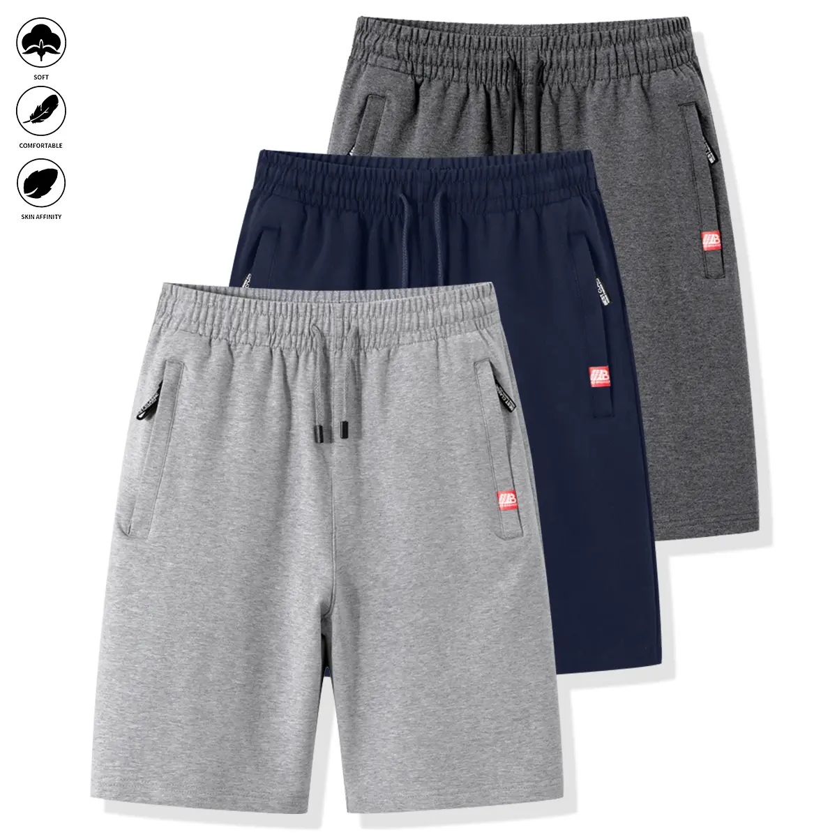 Light gray + navy blue + dark gray