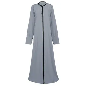 Women's Comfortable Basic Grey Crepe Abaya With Pockets