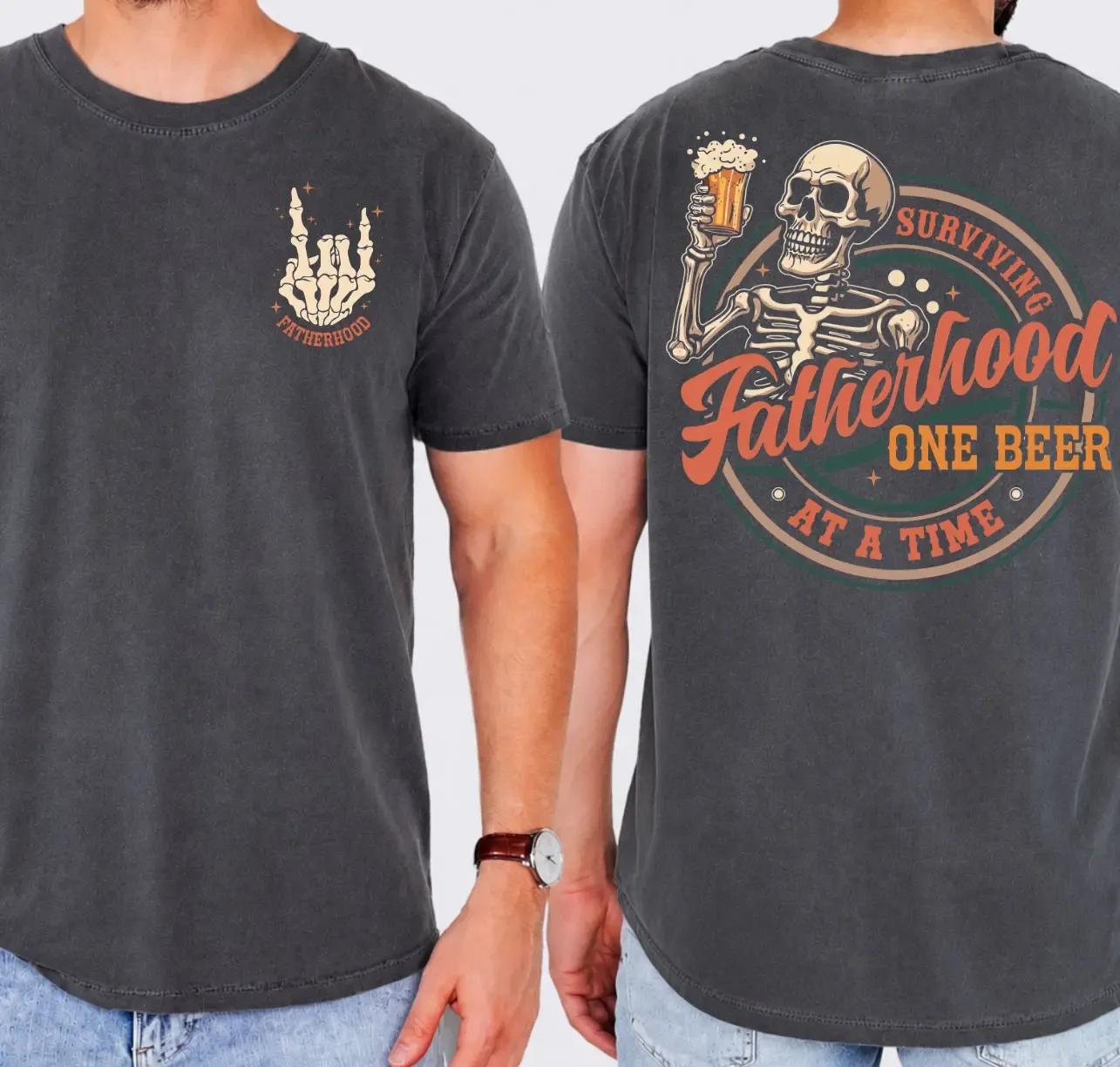 Comfort Colors Father’s Day Shirt, Surviving Fatherhood One Beer At A Time T Shirt, Funny Dad Tee, Father’s Day Gift for Husband, Cool Fatherhood Graphic Shirt, Beer Lover Dad Gift for Men