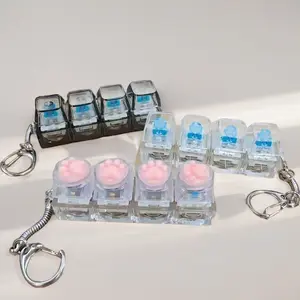 Summervibes Mini Mechanical Keyboard Keychain with LED Light Crystal Keycap Stress Relief Toy