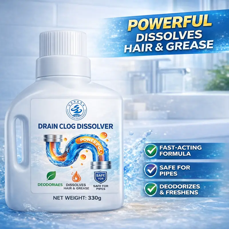 EcoClear Heavy-Duty Cleaner Powder (330g) - Household Plastic-Safe Pure NaOH Cleansing Powder, Non-Dismantling Pipe Cleaner, Odor-Fighting Drain Opener for Kitchen Sink, Kitchen Cleaning Supplies