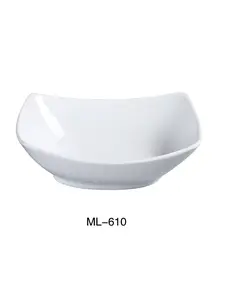 Yanco ML-610 42 oz Super White Porcelain Rectangular Tableware Bowl - 7.5x10 in - Pack of 12