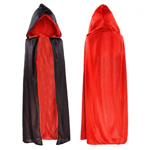 Halloween Cloak Cape for Unisex, and Two-In-One Design, High Collar Wizard Vampire Duke, Hooded Grim Reaper Costume for Parties