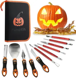 Halloween Pumpkin Carving Kit Professional and Heavy Duty Stainless Steel Tools (11PCS)