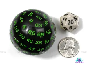 Black & Green D100 (Smooth) | 50mm Giant Acrylic Die (1)