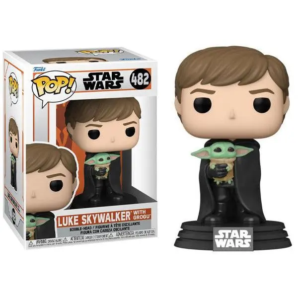Funko Pop! Star Wars Luke Skywalker w/ Grogu #482 Vinyl Action Figure, Includes PopShield Protector, Protective, New