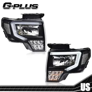 Fit For 2009-2014 Ford F150 F-150 Truck LED DRL Headlights Black/Clear