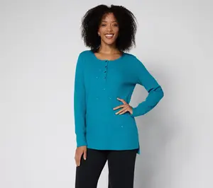 Quacker Factory Sparkle and Shine Baby Waffle Snap Henley