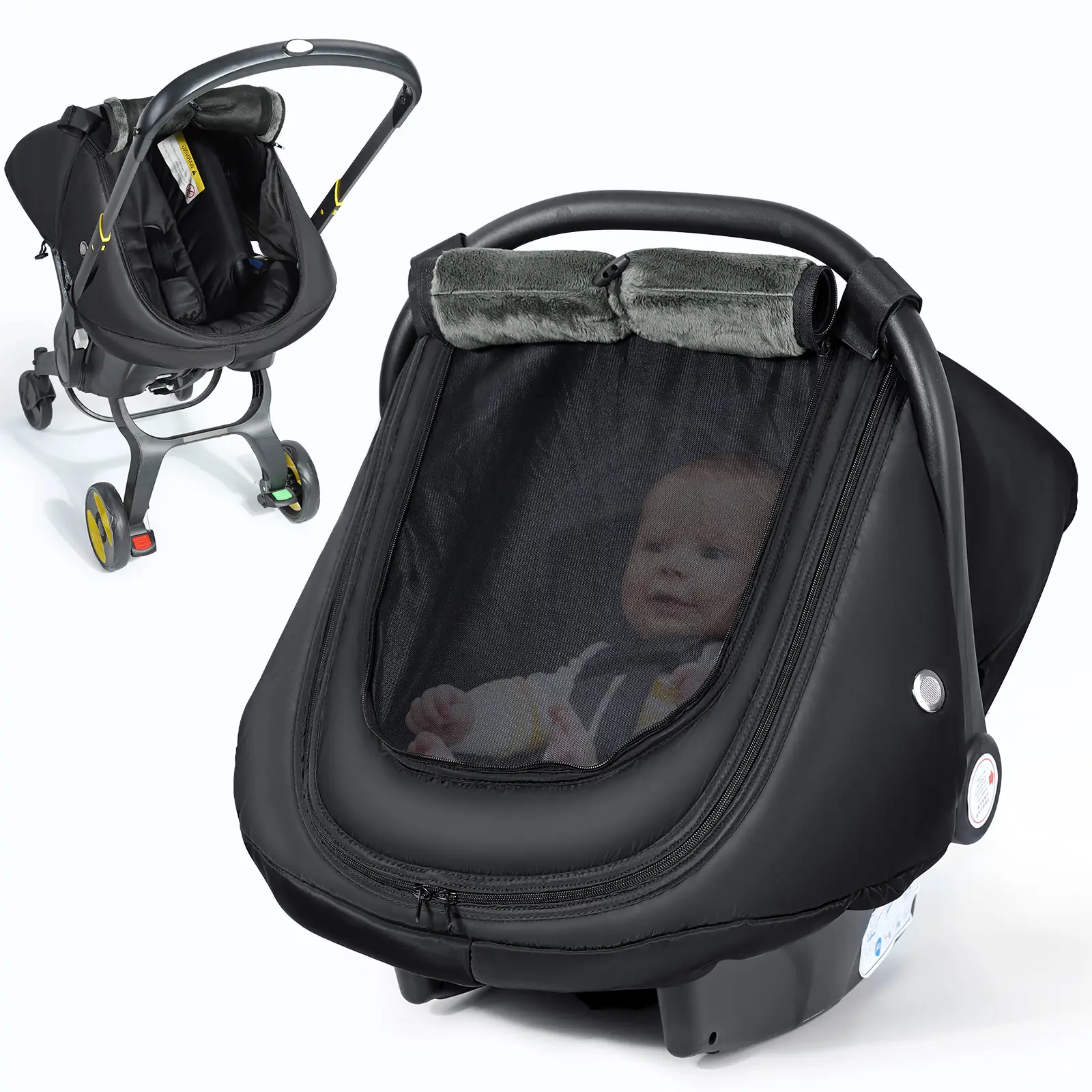 Orzbow Baby Car Seat Cover, Universal Carseat Cover for Babies with Breathable Mesh Window, Cozy and Warm Car Seat Covers for Cold Weather, Kick-Proof