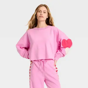Women's Valentine's Day Patchwork Crewneck Sweatshirt - JoyLab