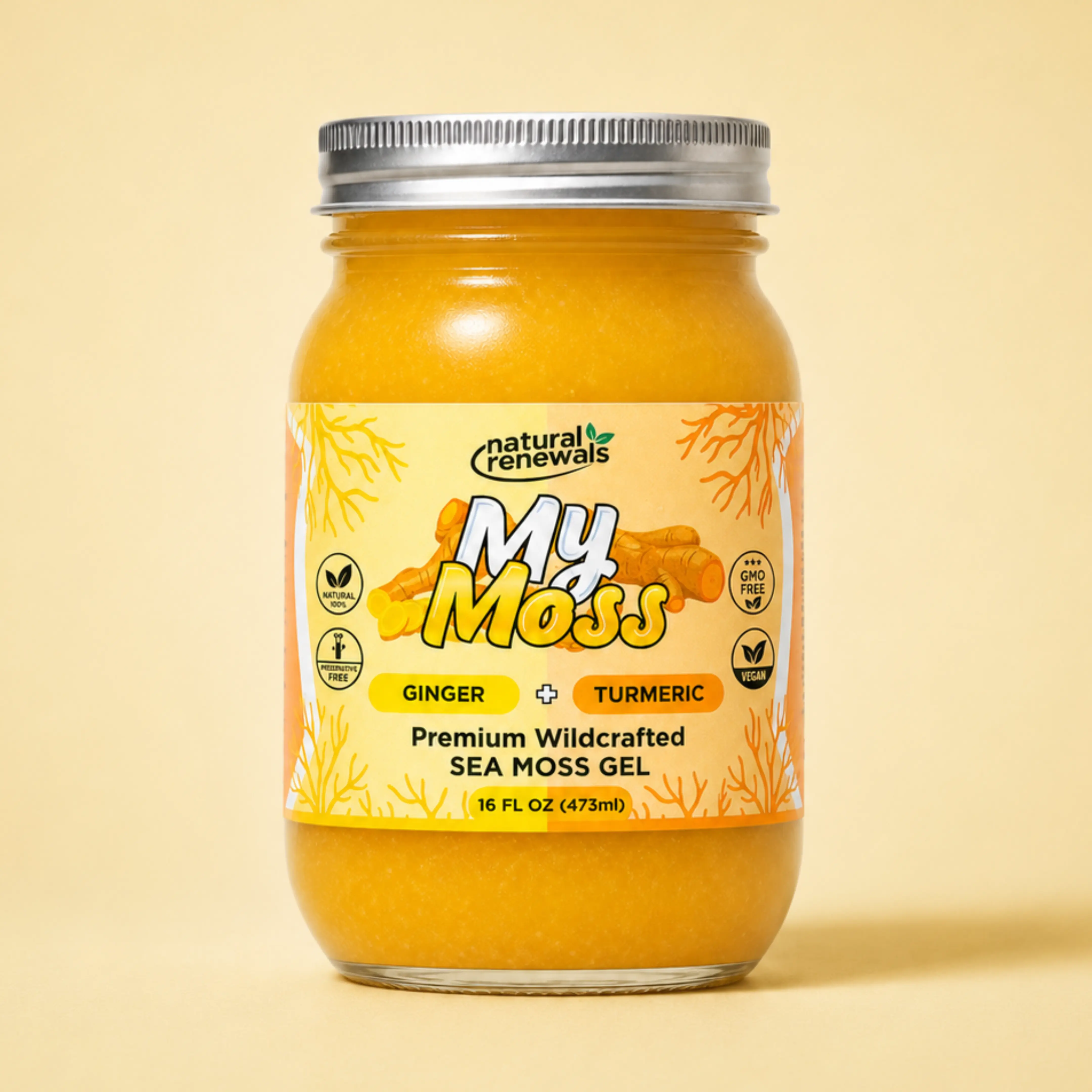 My Moss Sea Moss Gel – Ginger and Turmeric | Wildcrafted Superfood, 100% Organic, Raw Seamoss gel, Vegan, Mineral-Rich, Vitamin-Rich, No Preservatives,