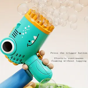 New Portable Bubble Machine Bestseller 40-Hole Dinosaur Kids Automatic Electric Bubble Gun Handheld Bubble Maker Kindergarten Toy, Includes 4 Aaa Batteries