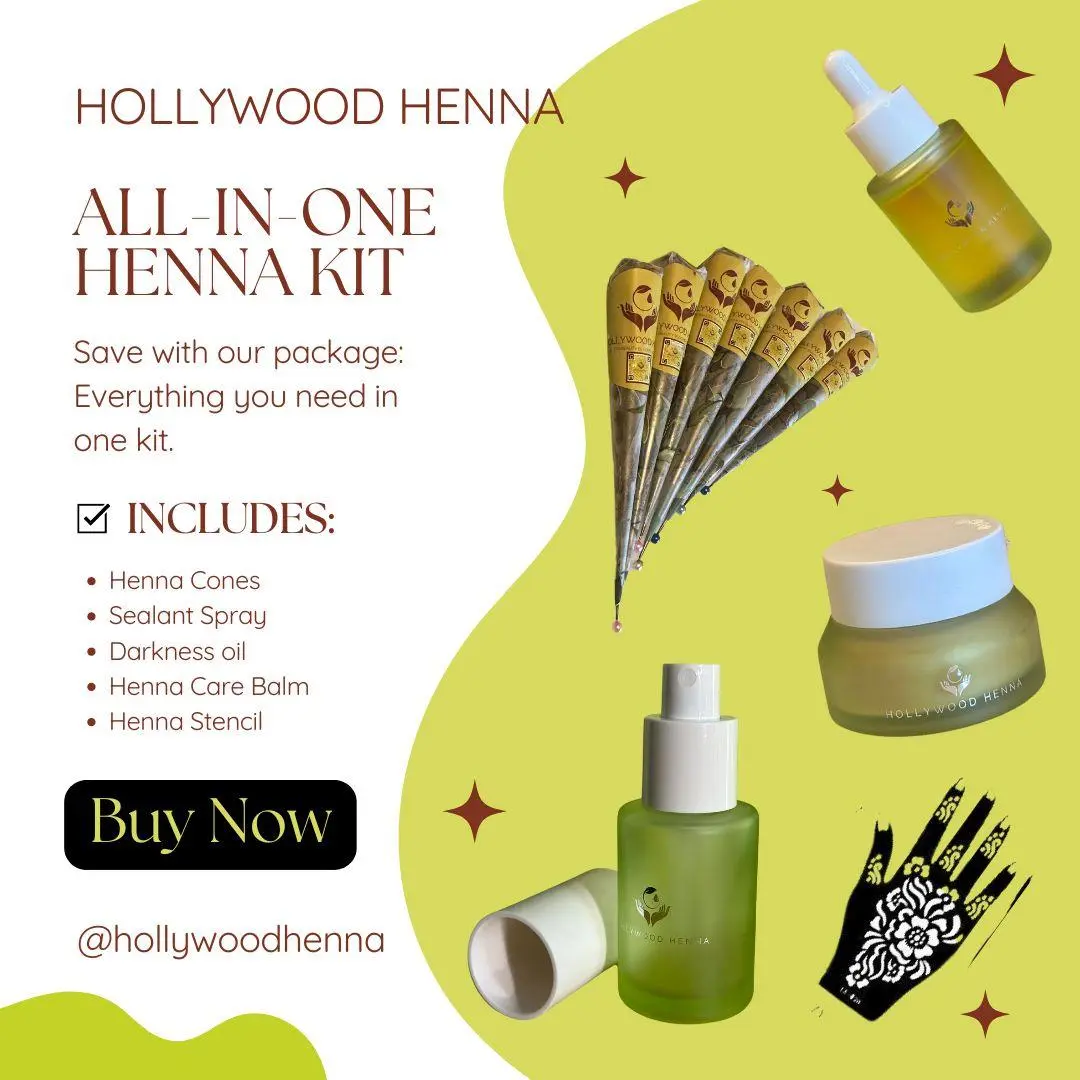 Organic Henna Cones with After Care Kit for Reddish-Brown Color