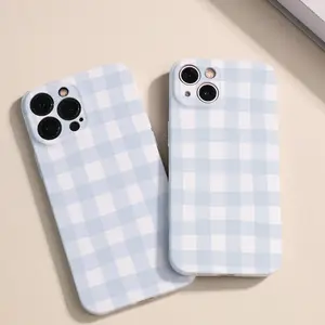 Blue Stripe Plaid Phone Case,  Phone Case for iPhone 16 15 14 Pro Max Case 11,12 Case  XR XSCase