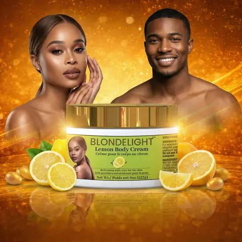 BLONDELIGHT Lemon Extract Body Cream - Daily Hydrating Body Care Lotion, Moisturizing Product for Smoothing Skin, 8 oz (227g)