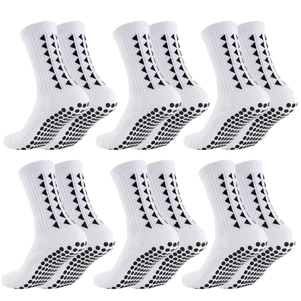 6 Pairs Cushioned Grip Soccer Socks, Non Slip Athletic Sports Football Socks for Boys and Girls
