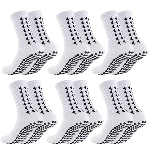 Diuhabo 6 Pairs Cushioned Grip Soccer Socks, Non Slip Athletic Sports Football Socks for Boys and Girls
