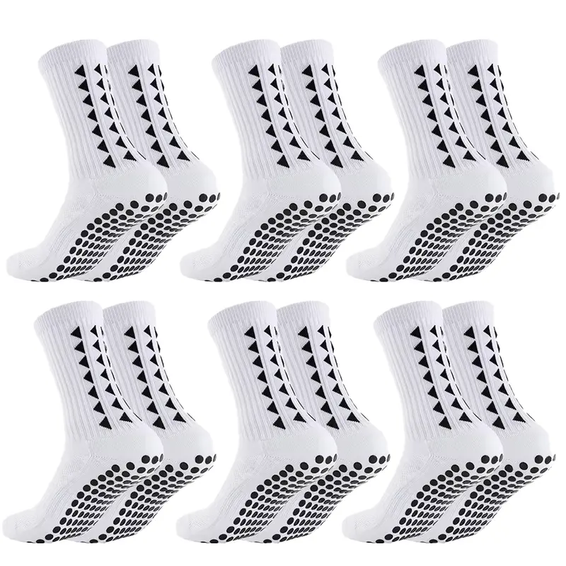 Diuhabo 6 Pairs Cushioned Grip Soccer Socks, Non Slip Athletic Sports Football Socks for Boys and Girls