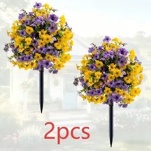 2pcs Realistic Standing Plant Set and Mixed Colors, Sunproof Silk Material, Spring Summer Decoration, Suitable for Entrance Indoor Space