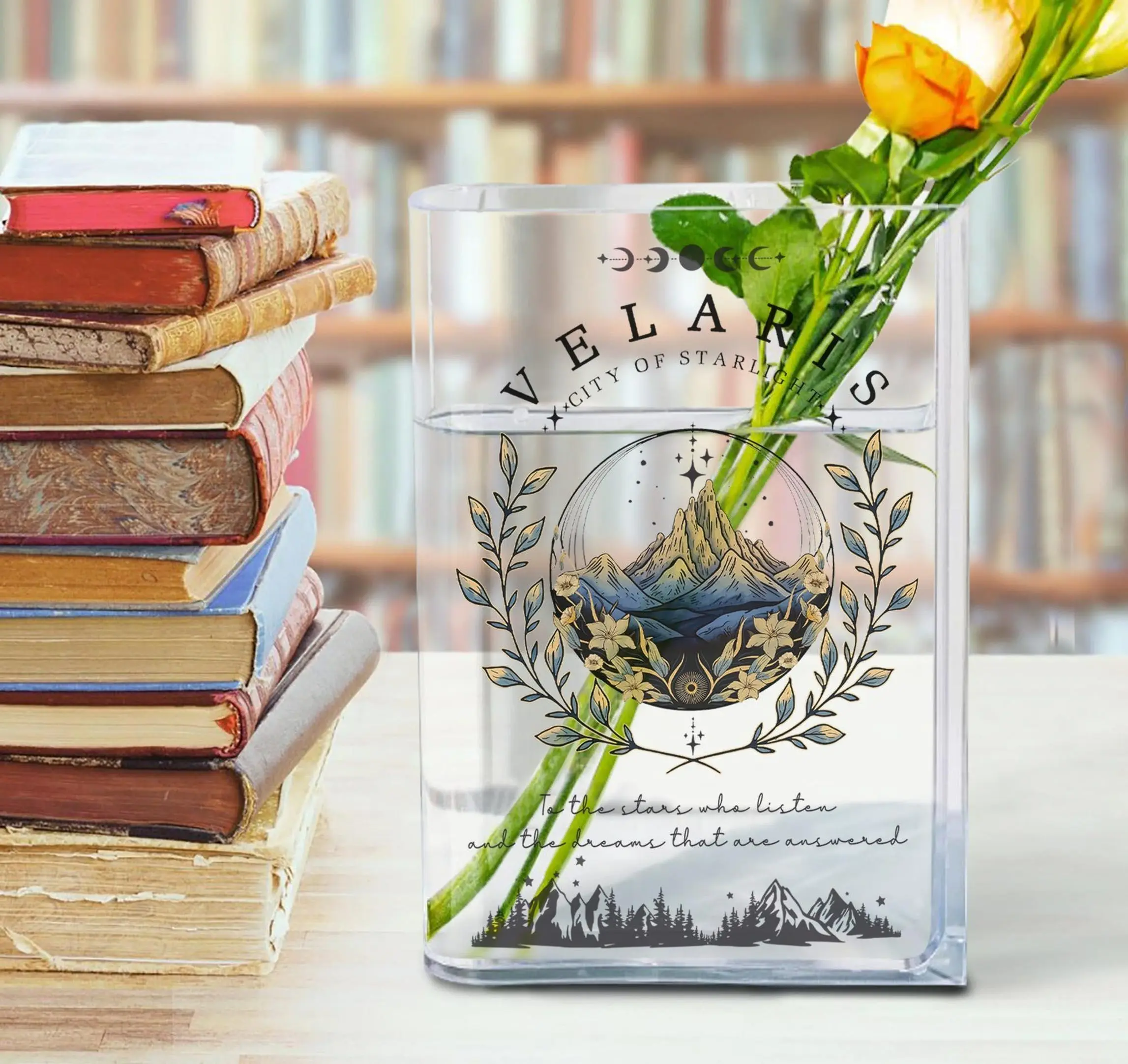 Velaris City of Starlight ACOTAR Book Vase | Court of Dreams Merch | Night Court Gift for SJM Lovers | Bookish Library Decor