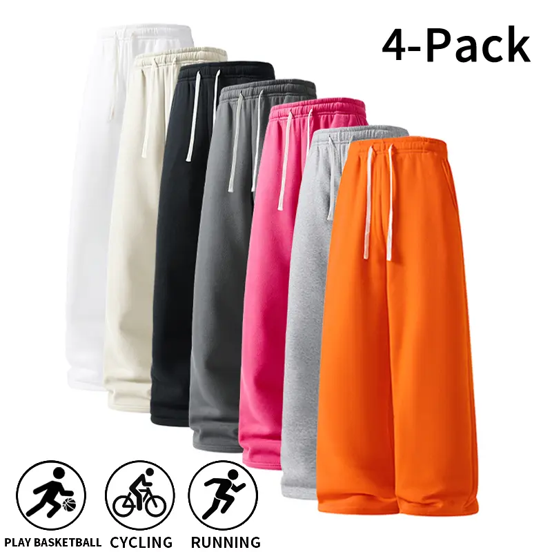 4 Pack Fall & Winter Styles Ultra Soft Wide Leg Sweatpants | Warm & Comfortable athletic pants for basketball, running, and gym (optional 4 pack and 2 pack)