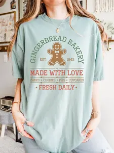 Gingerbread Bakery Made with Love Holiday Tee Vintage Charm Unisex Christmas T-Shirt
