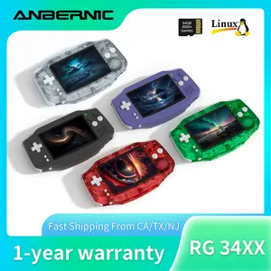 ANBERNIC RG34XX Retro Handheld Game Console 3.4" IPS Screen Linux 64-bit System Portable Video Gaming Console Support 5G WiFi Bluetooth,Streaming,HD TV Output Protection Rg34Xx-Indigo+64Gb