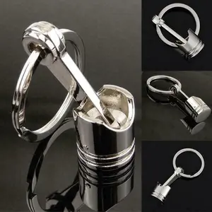 5pcs/set Car Engine Piston Style Keychain Key Ring Creative Metal Piston Model Keyring Keyfob Key Pendant KeyChain Decor Car Accessories