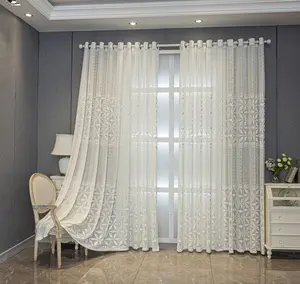 Modern Elegant White Lace Sheer Curtain 2 Panels with Grommet Top for Bedroom Living Room Patio Easy Install Soft Sheer Drapes for Contemporary Home Decor