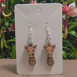 76) Wooden Giraffe Earrings!