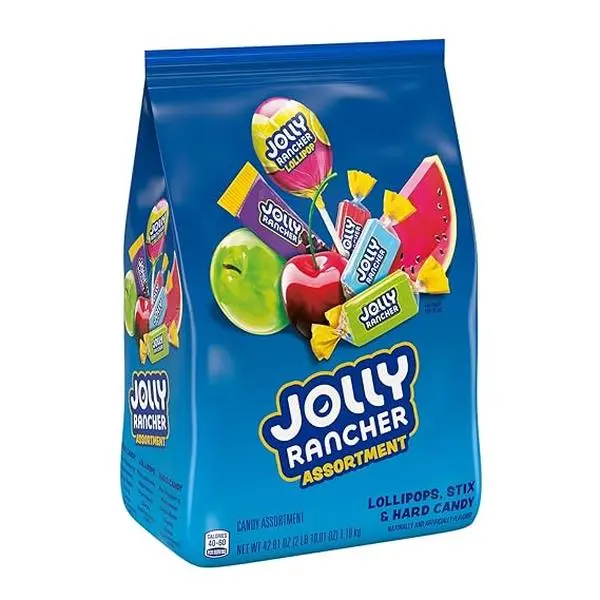 Jolly Rancher Assortment Stand Up Pouch 42.01 Oz Lollipops Stix & Hard Candy Assorted Pack 2.6 lbs Bag Sour Gummy Flavor Snack Bonbon Sweet Halloween Candies Spooky Treats Best For Trick-or-treat