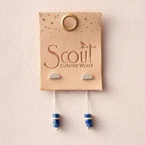 Gemstone Meteor Thread Earrings - Lapis/Silver