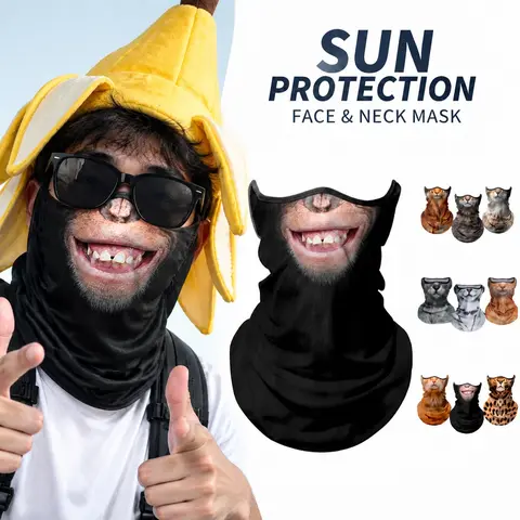 Yeomoo Unisex 3D Animal Print Ice-Silk Tube Neck Gaiter Bandana, UPF50+ UV Block Protective Sun Shield Face Mask, Breathable Cooling Reusable Windproof for Motorcycle Cycling Outdoor Sports