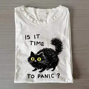 Is It Time To Panic Printed Design Unisex Vintage Crew Neck Regular Fit Cotton Fabric Casual Comfort Breathable Short Sleeve Funny T-shirts Fashion Men&Women's Top for Streetwear 012203