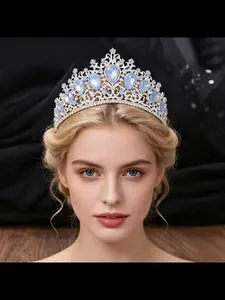 European style wedding golden hair accessories large crown atmospheric red crystal baroque birthday bride crown
