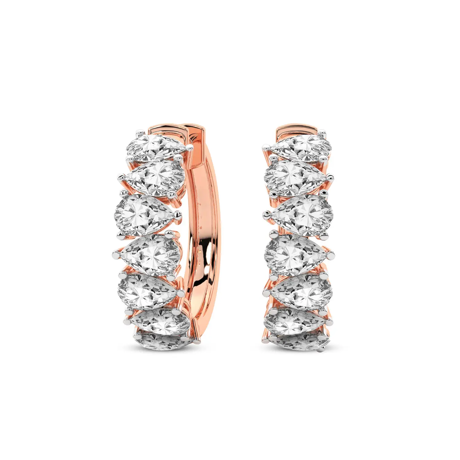 Lab Diamond Hoop Earrings 14Kt Rose Gold 2Ct Eudora Pear Lab Diamond Hoop Earrings F-G Color, VS Diamond, IGI Certified - Friendly Diamonds