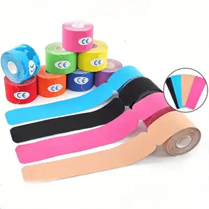 5-Roll Elastic Self-Adhesive Kinesiology Tape - Pre-Cut Sports Physical Relax Tape, Heavy-Duty Stretchy Athletic Support for Gym, Running, Yoga, Physical Relax - Long Roll (197in) for Professional & Personal Workouts - Multi-Color (Black/Blue/Pink/Beige/)