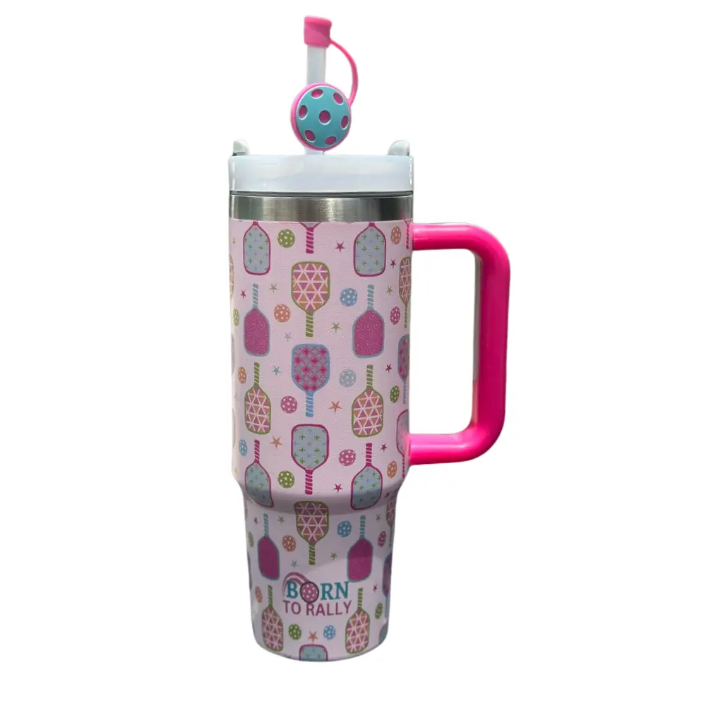 Pickleball Paddle 30oz Stainless Steel Drinkware Tumbler with Lid and Straw