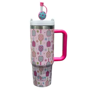 Pickleball Paddle 30oz Stainless Steel Drinkware Tumbler with Lid and Straw