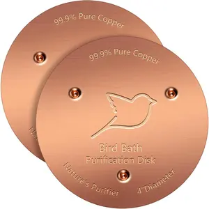 2 Pack Bird Bath Copper Disk,1mm Thick Reinforced 99.9% Pure Copper Bird Bath Purification Disk with Triple-Point Support,Physical Safe Water Cleaner for Outdoor Birdbaths Bowls,-Season Use