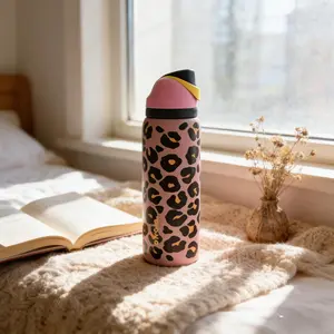 Owala Thermal Bottle FreeSip Double-Use Sports Water Bottle, Large Capacity, Straw Included, Stainless Steel, Leopard Print, 32oz outdoorfun